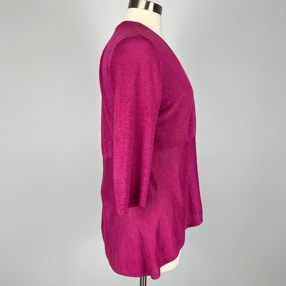 Eileen Fisher Womens Linen Silk Open Front Cardigan Sweater Raspberry size Small - Picture 5 of 12
